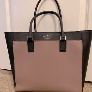 Kate Spade Tote, colors Black & Tan. The perfect sized tote for work or play.